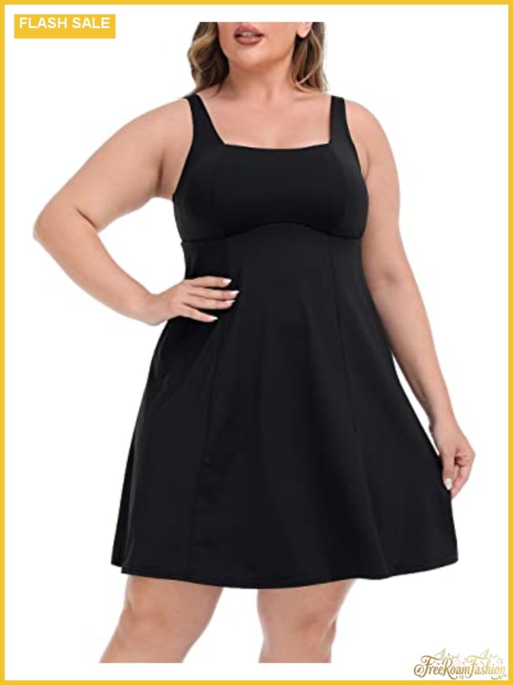 Plus Size Athletic Tennis Dress with Built-in Shorts & Bra